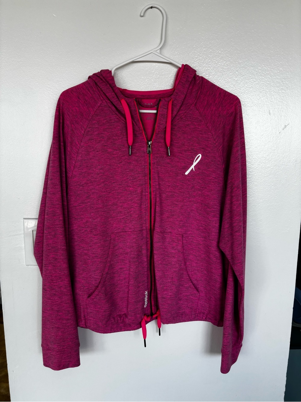 Reebok Hot Pink Full-Zip Athletic Hoodie